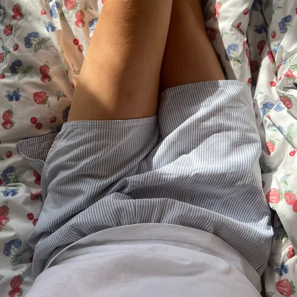 DJERF AVENUE Breezy Shorts Blue Stripe 100% Cotton - Picture 2 of 5